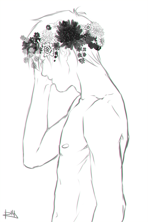 ravner:  a not-so-quick sketch of eren (10 minutes for him and 3 hours for the flower crown)