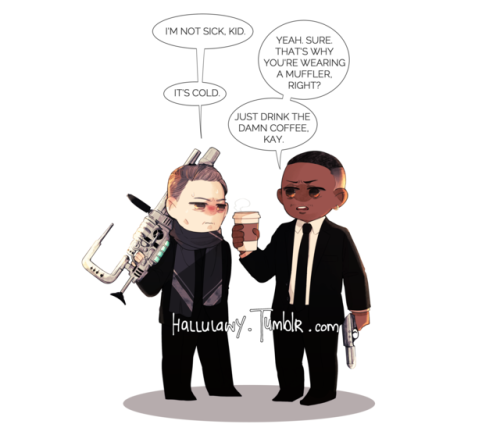 academicgangster: Look at this adorable MIB art made for me by the amazing @hallulawy! It’s lo