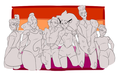 lxix-cdxx-dclxvi: WIP of our fave lesbians (or well, who I hc as lesbians). Didn’t finish in t