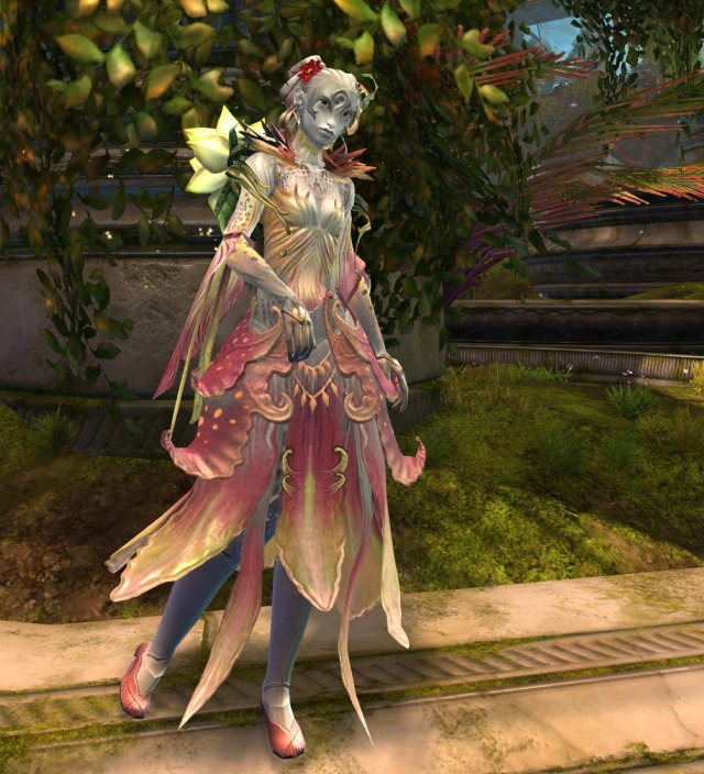 The lovely LarienAnnare hosted a “Garden Tea Party” themed fashion contest last month, and I had the pleasure of attending with Tahtien. She won second place! 💖 #I stayed up so late fussing with the dyes lmaoooo #GW2 #Guild Wars 2 #Tahtien#sylvari #garden tea party #garden party #Is Tahti OP? Shes caught attention in 2 contests now  #maybe Im just better at designing outfits for her #Divinitys Reach#fashion contest#screenshots#light armor #fashion contest submission