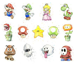 geeknetwork:  Super Mario Watercolors By