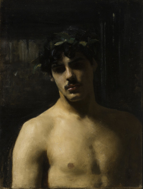 John Singer Sargent (1856-1925)A male model with a wreath of laurelc. 1878