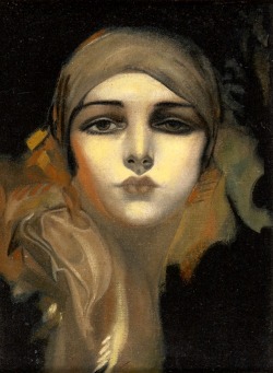 songesoleil:  Flower of the Orient Study (after Rolf Armstrong’s Flower of the Orient).c.1930s. Oil on Canvas.  Art by Howard Connolly. 