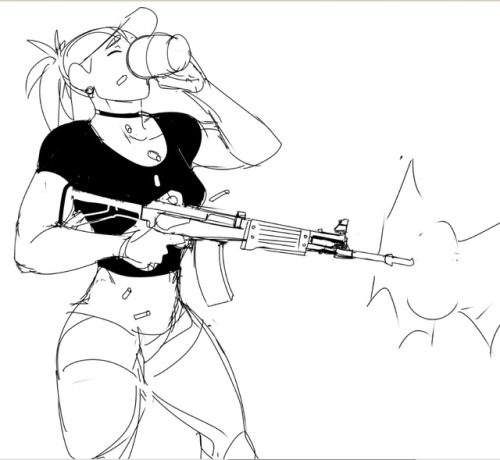 bastard-hive:  Lyren exercises her 2nd Amendment rights and considers foraying into politics. Also groggy morning Lyren.  Second pic is based on this http://cuteshooters.tumblr.com/post/169127546719