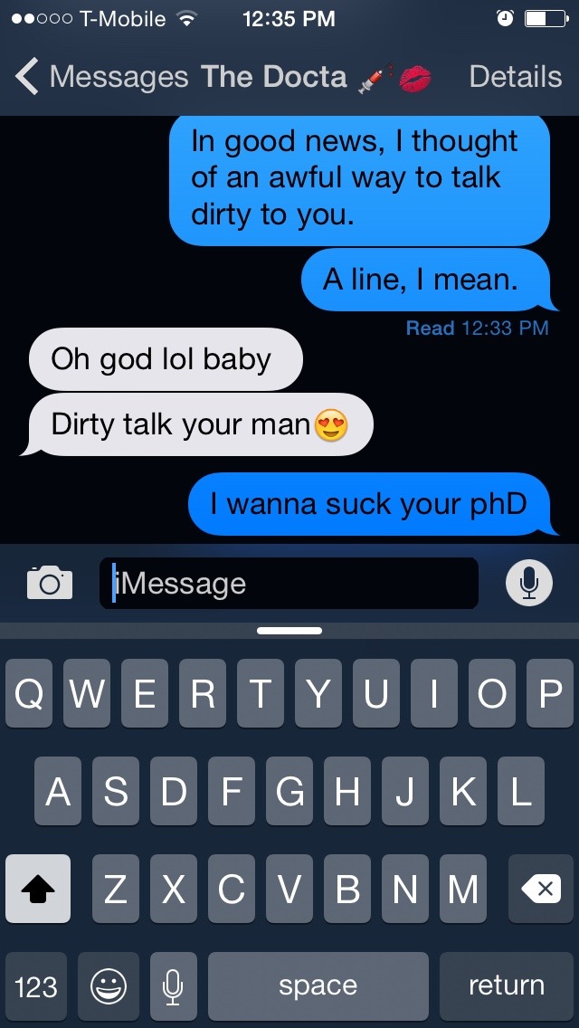 pervertedbabydoll:  Do you get it? Like D as in dick but PHD because he’s a doctor.