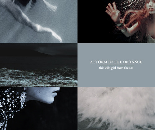 bloodiedteeth:kissed with the sunrise… a storm in the distance. this wild girl from the sea.mermaids