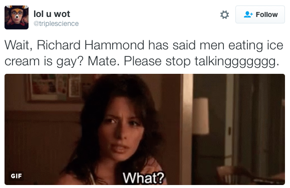 notlostonanadventure: micdotcom: Richard Hammond reached a new level of fragile masculinity
