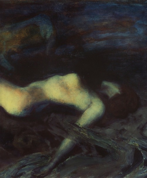starxgoddess: Albert von Keller, Reclining Nude/Dream on the Beach (detail), c. 1913