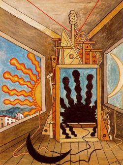 artist-dechirico:  Metaphysical Interior with sun which dies via Giorgio de Chirico Medium: oil, canvas