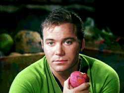 greenjimkirk:I can’t believe he is eating an apple in an episode called “The Apple” on a planet they keep comparing to Eden, all while looking meaningfully into Spock’s eyes.