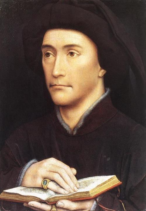 artist-weyden:Man holding book, 1449, Rogier Van Der WeydenMedium: oil,panelwww.wikiart.org/