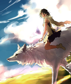 maid-en-china:  Work in progress~ Taking a break from drawing all the urban scenery of Fisheye Placebo. Princess Mononoke is still my favorite Miyazaki film of all time  