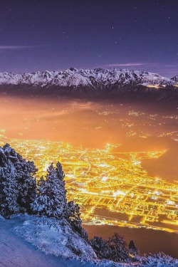 infamousgod:  Winter night on Grenoble  