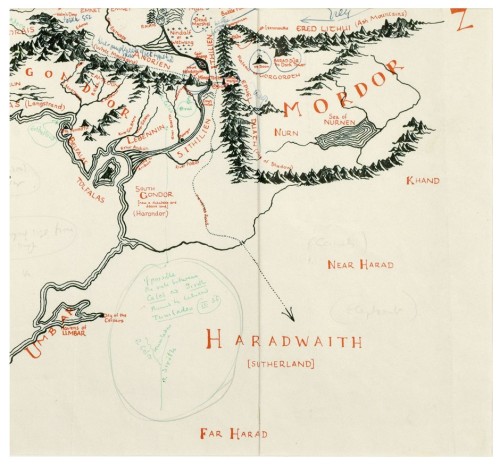 immer-nie:A map of Middle Earth hand-annotated by Tolkien himself was recently found inside a copy o