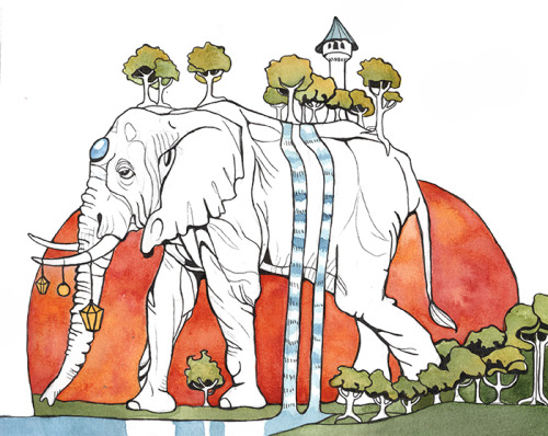 inktober #21 - bigAn elephant god who spreads forests wherever they go