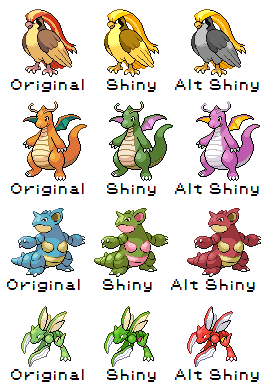 Got a little bit bored at work and decided to do some Shiny Pokemon recolors- specifically Gen 1 and