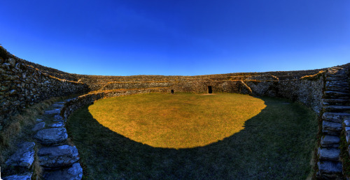 Stone ring fort at the Grianán of Aileach, on the summit of Greenan Mountain, County Donegal, Irelan