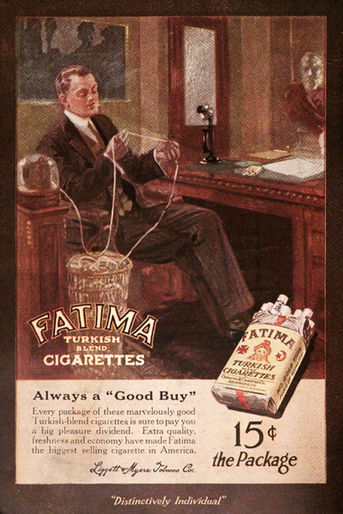 Fatima Turkish Cigarettes, 1913Adjusted for inflation, the most popular cigarette brand of the 1910s