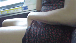 himitsudesuuu:  Public Bus    Sometimes cumming just can’t wait. I start off flashing and fondling my big tits on a bus. There is a girl sitting right near me, so I have to be super careful not to get caught. I get a little more brave and slide off