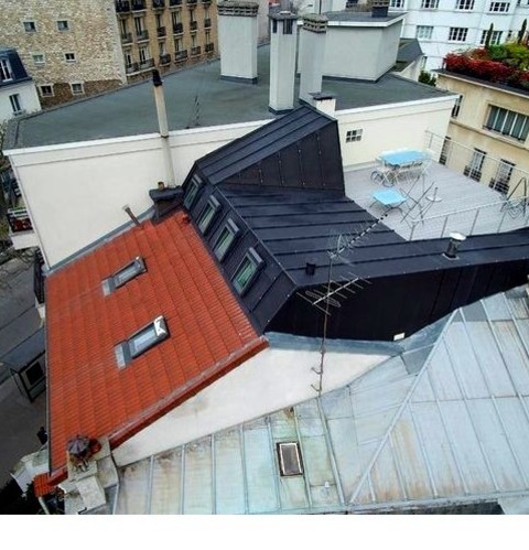 Deck Rooftop In ParisLarge Minimalist Rooftop Deck Photo With No Cover