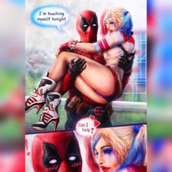 Historyofthebatman:  Deadpool + Harley Quinn By Truman Cheng : Trumancheng.deviantart.com