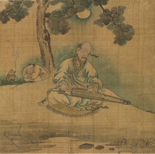 cma-korean-art: Scholar Playing a Qin, 1800, Cleveland Museum of Art: Korean ArtSize: Painting only: