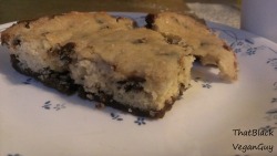 thatblackveganguy:  Ok so real talk these cookie brownies right here were e-ve-ry-THING! They were moist, chewy, chocolatey, and sweet… And with a cup of soy milk on the side?! #iCant   Ughhhhh I want!