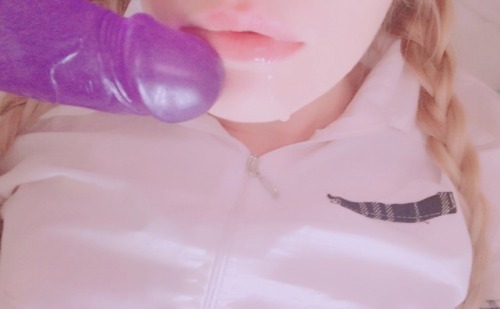 etthereal:  sparklfairy:  I was a messy bunni for daddy today 🙊  yay purple dildo twins !!!