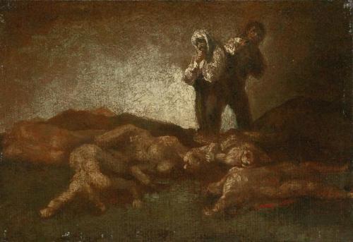 theegoist:Francisco José de Goya y Lucientes (Spanish, 1746-1828) - Searching Among The Corpses, oil