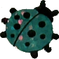 sticker of a teal ladybug. it has a glittery foil finish.