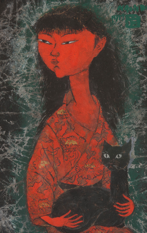 Naondo Nakamura (1905-1981) - Girl with cat (Fillette au chat), 1959 Piasa, Paris, France