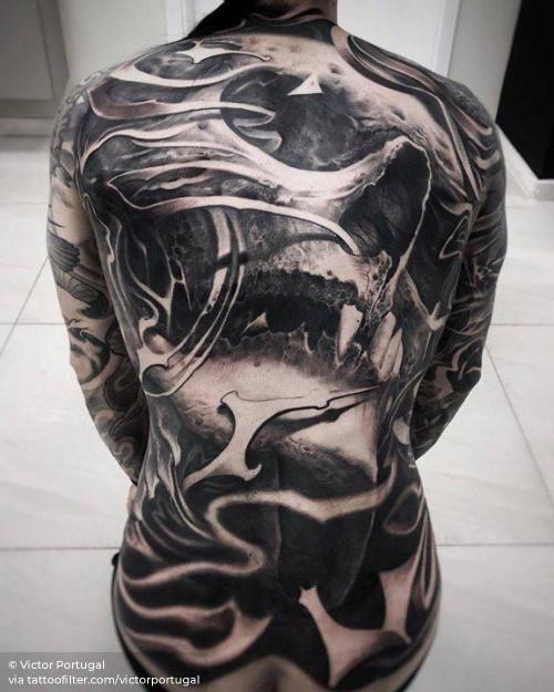 By Victor Portugal, done in Kraków. http://ttoo.co/p/35611 anatomy;backpiece;big;black and grey;facebook;human skull;skull;surrealist;twitter;victorportugal