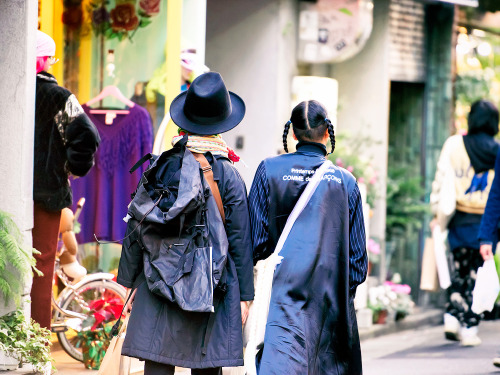 Comme Des Garcons on the street in Harajuku.  In the photo: Daisuke and Room Boy Pony