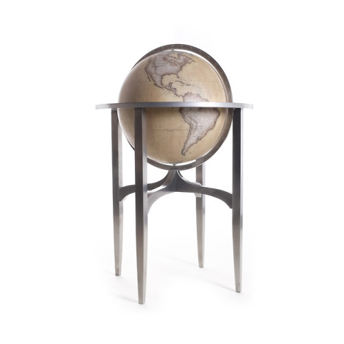 50cm diameter Britannia - Floor Standing Globe.Ochre - with a matte finish.Hand engraved solid Alumi