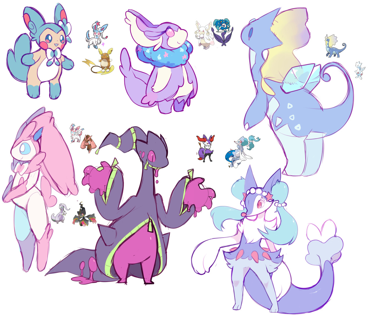 nine-doodles:  mixes my favorite pokemon