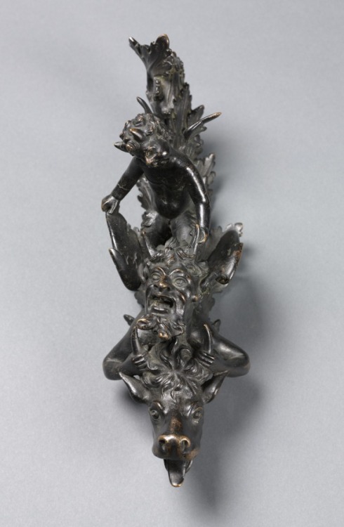 cma-european-art: Doorknocker with Two Satyrs Riding an Ox, 1800, Cleveland Museum of Art: European 