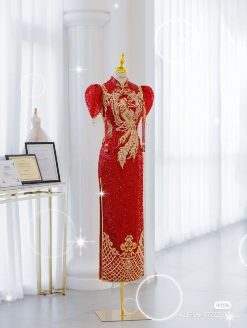 chinese style wedding dress by flower婚纱礼服馆