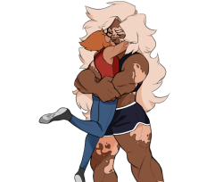 allthelesbianships:  I colored the lines from therebemorefoolery‘s art right here! Thanks so much EB for letting me shade it! It was really fun!! Even though I kept forgetting to shade and color things cause I kept staring at Jasper’s muscles 