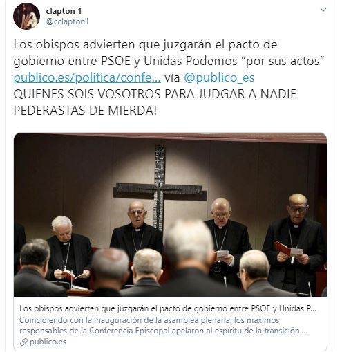 ¡Con dos cojones! y se quedan tan a gusto, ¿y los casos de pederastia? ¡AH! esos no, esos son   peccata minuta.