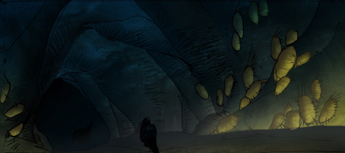 Color comps from episode 4 of Genndy Tartakovsky’s Primal.