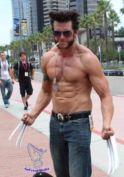 officialgaygeeks:  Shirtless Wolverine Cosplay.  This guy nailed it!! http://ift.tt/1L0NFoK