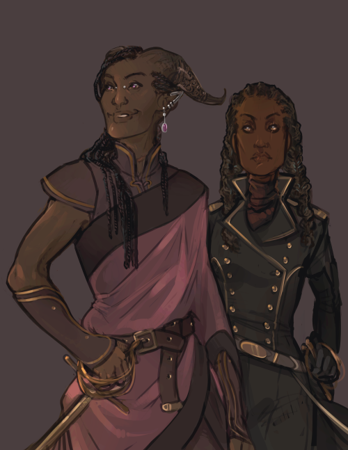 asolitaryrose: caekpan: sketch commission for asolitaryrose of her inquisitor Haddiyah Adaar and Had