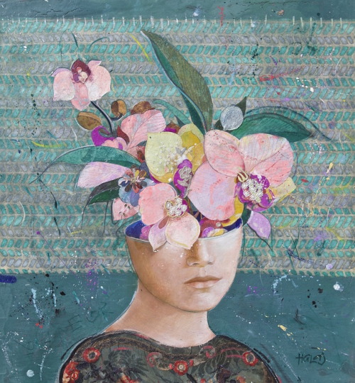 Minas Halaj (Armenian-American, b. 1981, Yerevan, Armenia) - Floral Mind #8, 2016  Oil, Emulsio