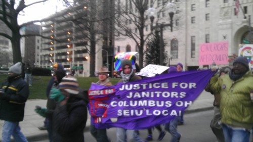 It was INCREDIBLY cold and windy on Martin Luther King Day, but SEIU Local 1 janitors and their supp