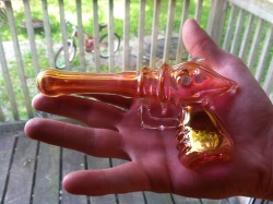 i-feel-ya-psychedelia:  down-the-hatchh:  dezzidabs:  My new ray gun pipe my boyfriend got me c:   ohmylord it’s beautiful and badass, that’s a deadly combination, i bet it hits like a champ.  My bf got me the same fucking one then took it back when