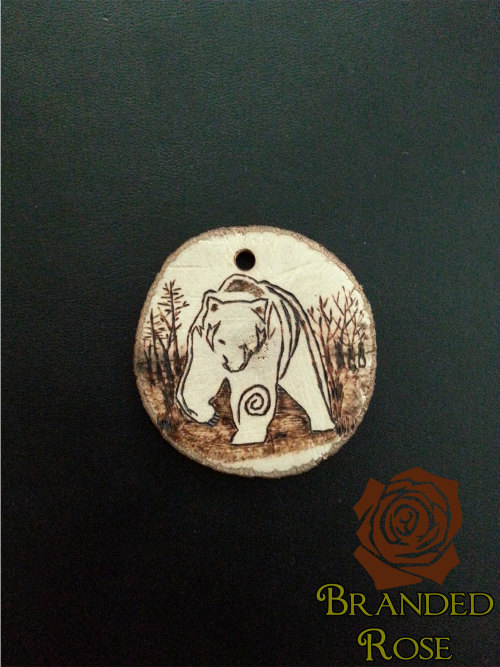 brandedroseshop: Totem: Enchanted Bear Wooden Pendant, Pyrography I’m still happiest with this piece