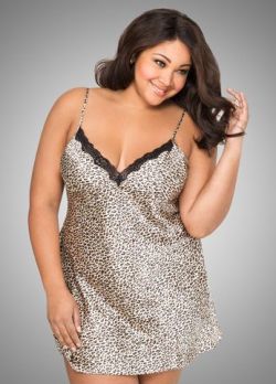 lingerie-plus:  Leopard Satin Lingerie Slip