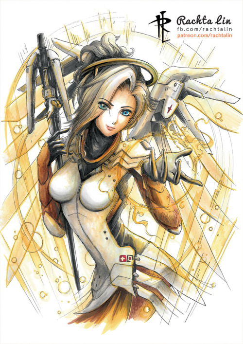 overwatch-fan-art: Mercy (Overwatch) by Rachta