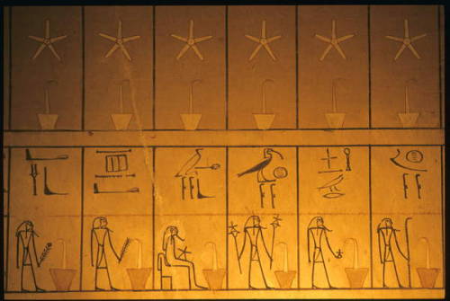 Selection of 741 deities of the underworld from the Amduat, detail of a wall painting from the Tomb 