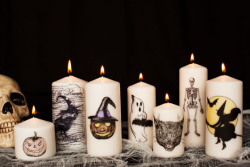 mironovathehallowed:  365daysofhalloween:  How To Make Your Own Decorative Halloween Candles  I want them all 